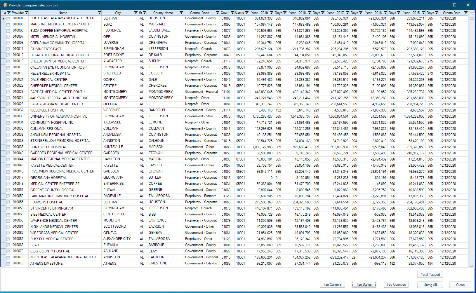 Compare Selection List