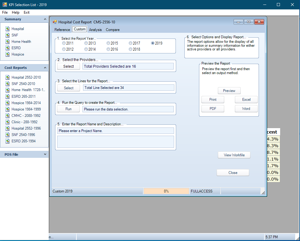 Custom Report Setup