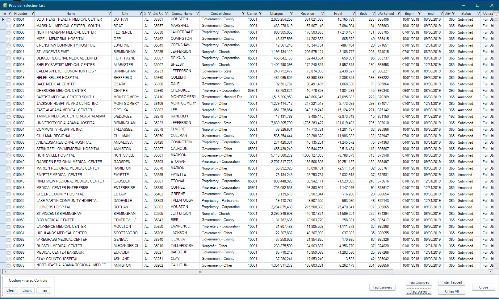 Provider Selection List
