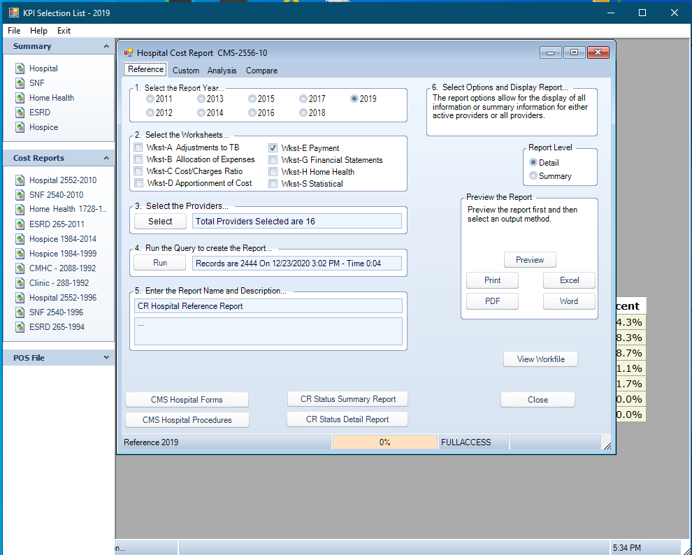 Reference Report Setup