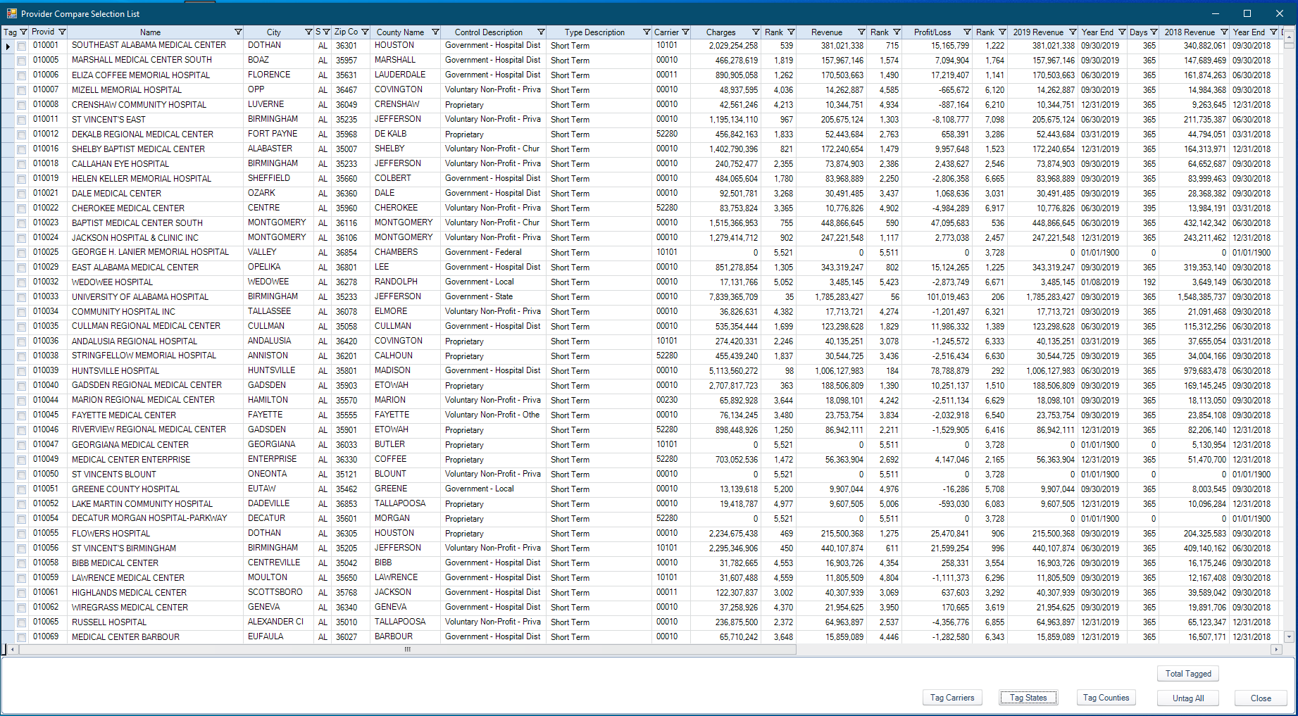 Compare Selection List
